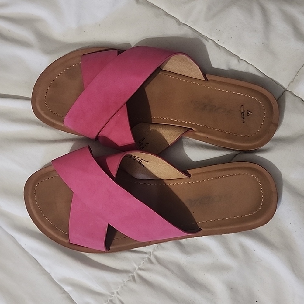 Pink soda slides sandals